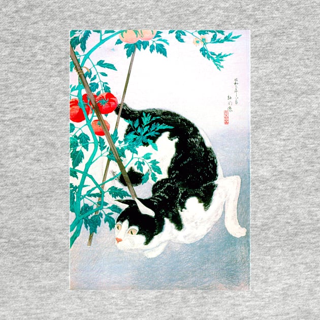 Cat with Tomato Plant, Japan 1931, Takahashi Shōtei by rocketshipretro